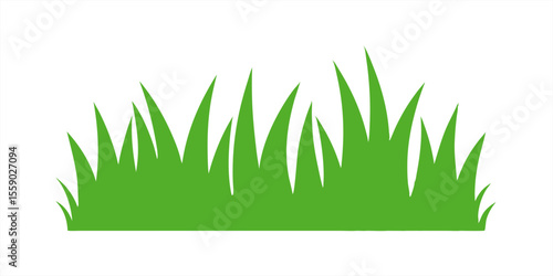 Lush green grass border vector art on transparent background for web and graphic design