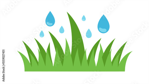 Morning dew on grass vector illustration on transparent background for web and graphic design