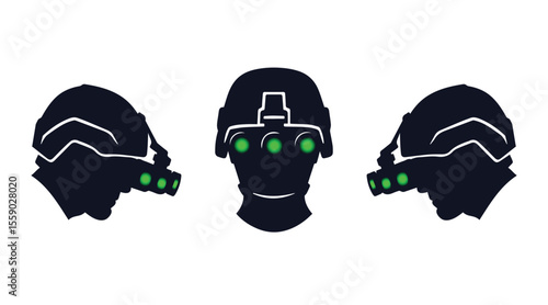Night Vision Goggles Silhouette – Tactical Military Vector Icon Set