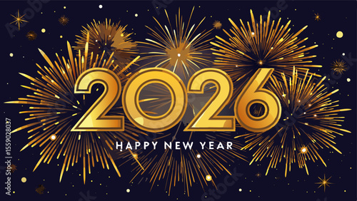 Happy New Year 2026 Fireworks Celebration Background