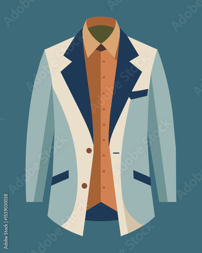 A chic blazer made from a blend of recycled and organic materials featuring a detachable lining for versatile styling options.. Vector illustration
