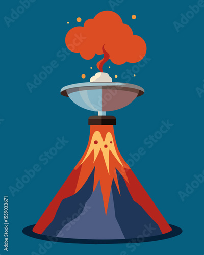 A volcanolike eruption brewing within the head represented by a pressure cooker on the verge of explosion.. Vector illustration