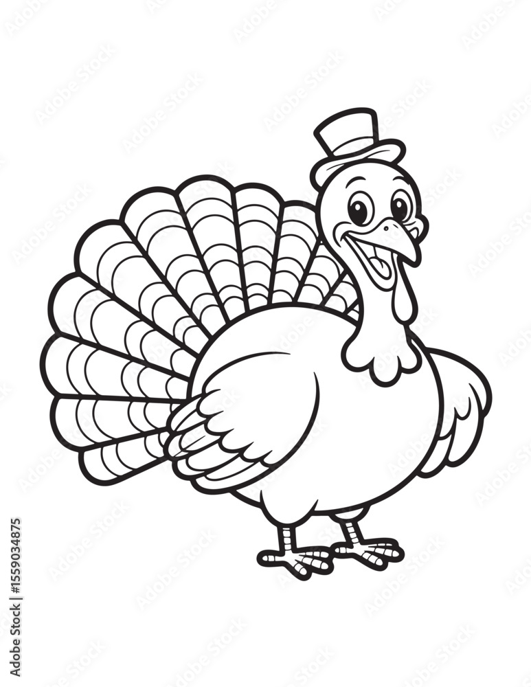 Thanksgiving Turkey Bird Cartoon – Fall Holiday Line Art for Children’s Coloring Pages
Thanksgiving Turkey Bird Cartoon – Fall Holiday Line Art for Children’s Coloring Pages