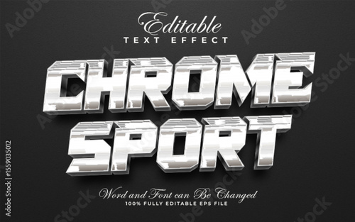 Chrome Sport 3D editable text effect style