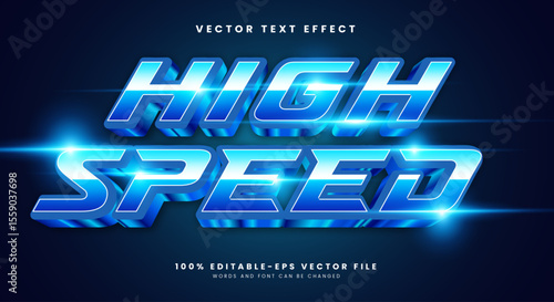 High Speed neon style 3d editable text effect Template Suitable for glowing light theme
