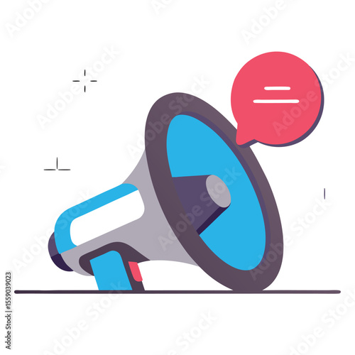 Megaphone with speech bubble announcing important news or message