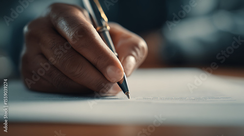 Wallpaper Mural Hand writing with pen on paper in office setting
 Torontodigital.ca