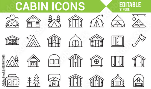 Various Shelter Icons for Outdoor, Rural, and Camping Graphics