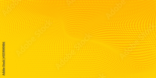 Yellow orange halftone pattern. Retro comic gradient background. Square pixilated dot cartoon texture. Pop art faded gradient pattern. Vector backdrop.