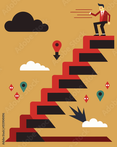 With each step they took the negative echoes seemed to grow louder and more persistent drowning out any hope or positivity.. Vector illustration