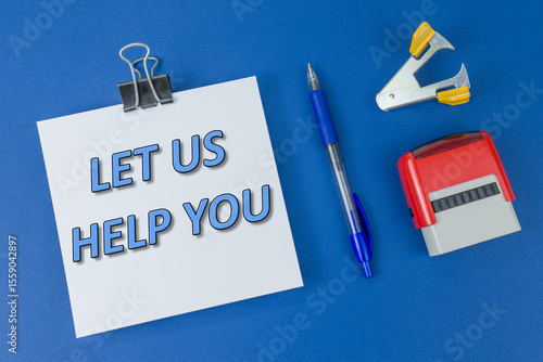 Let us help you. Text on a blue background