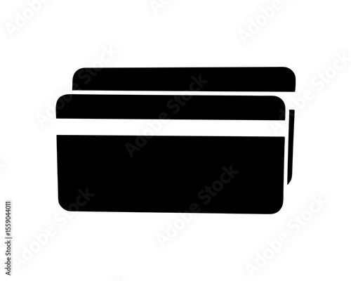 Black and white illustration of credit cards stacked on top of each other