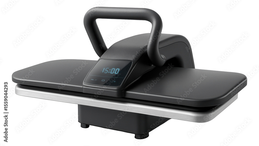 Ironing press with a programmable timer, allowing precise control for efficient use in a busy household. Ironing press with a programmable timer, allowing precise control for efficient use in a busy household.