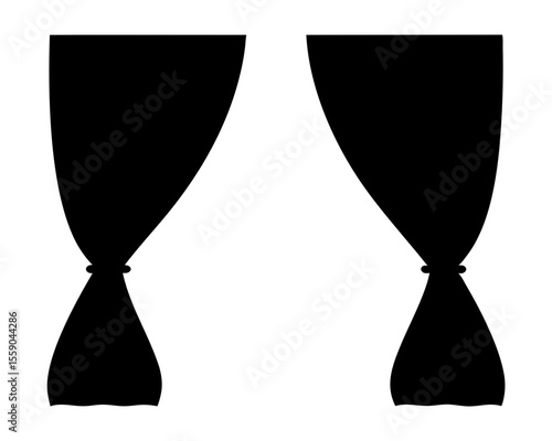 Abstract illustration of two tied back curtains as a window dressing element