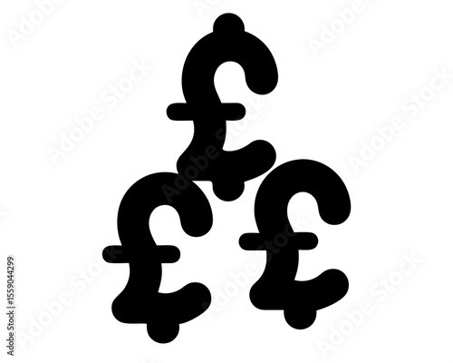 A cluster of three black pound sterling symbols in an arrangement
