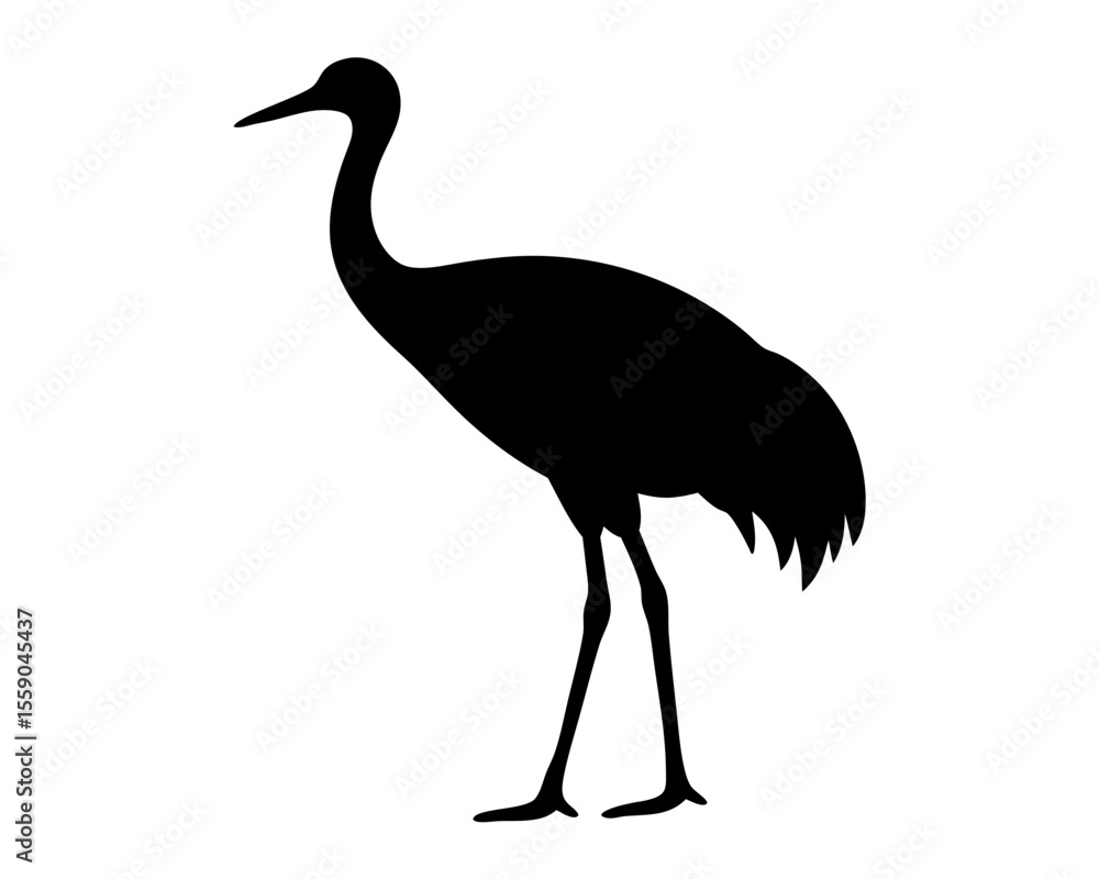 Obraz premium Striking Silhouette of a Sandhill Crane Standing Tall in Plain Background