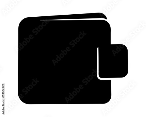 Stylized Black Wallet Icon on White Background for Finance and Business