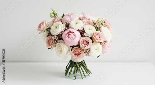 可憐なピンク白の花束 優雅な光彩 美しく輝く (Kireina pinku shiro no hanataba yuuga na kousai utsukushiku kagayaku) Translation: Lovely pink and white bouquet elegant light beautifully shining. AI Generated