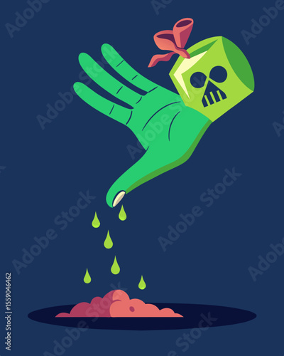 Even after letting go the recipient can still feel the lingering effects of the toxic hand like a constant reminder of the harm it can cause.. Vector illustration