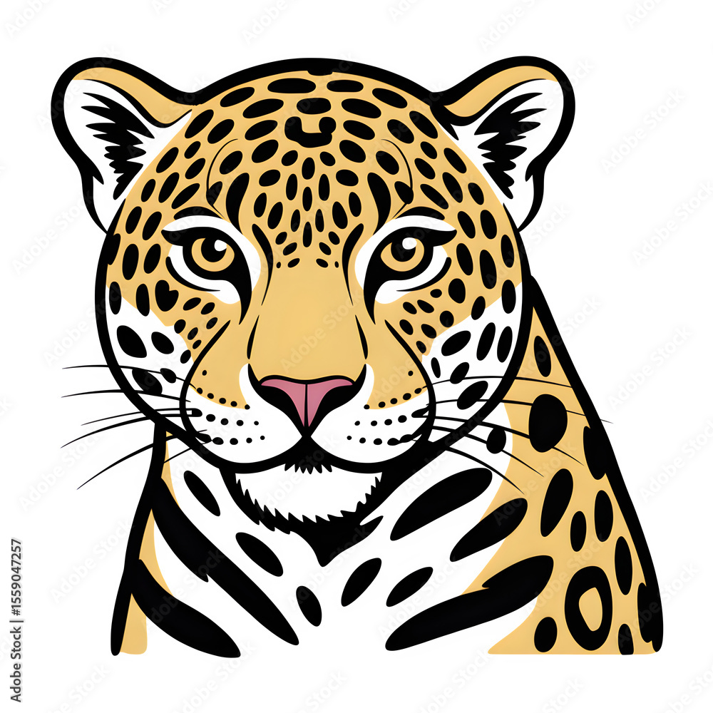 Obraz premium Jaguar doodle with basic spot pattern, transparent background.