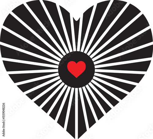 Heart with Radial Design and Red Center
