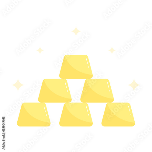 Stack of Shining Gold Bars Illustration