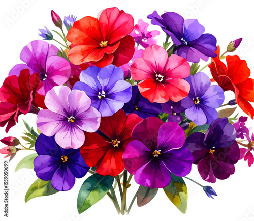 Wallpaper Mural Whimsical Wallflower Cluster with Bold Strokes and Vibrant Colors, watercolor vector art Torontodigital.ca