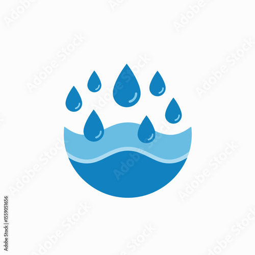 Water safety logo design.  Blue water droplet symbol for World Drowning Prevention Day.  Water safety icon for campaigns and awareness initiatives related to World Drowning Prevention Day.