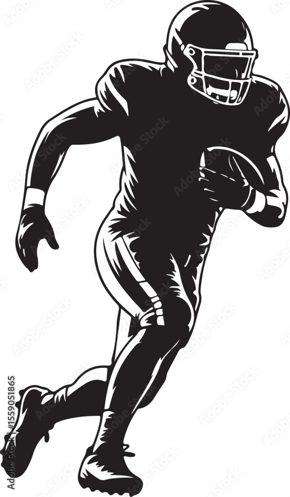 Obraz premium American Football Player Silhouette Bundle – SVG PNG for CricutFootball Action Silhouettes – Tackle, Throw, Catch Vector SetHelmet & Touchdown Silhouettes – Sports Clipart for DIY ProjectsAmeric