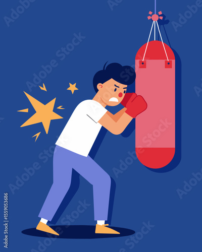 They felt like a punching bag taking hit after hit from the barrage of hurtful words raining down.. Vector illustration