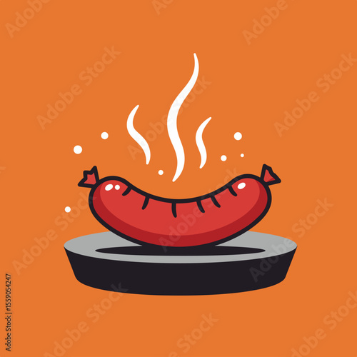 Celebrating National Hot Dog Day with a red frankfurter on grill, perfect for summer barbecues. National Hot Dog Day celebrations call for delicious grilled hotdogs, steaming and ready to eat,