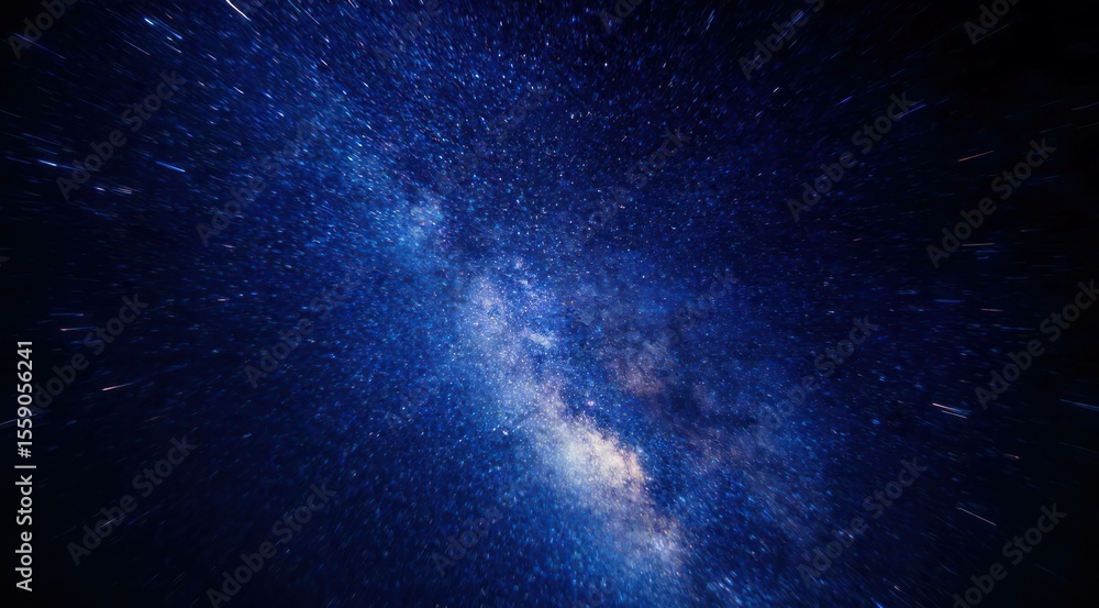 Fototapeta premium Milky Way and distant stars at night in a clear dark blue sky