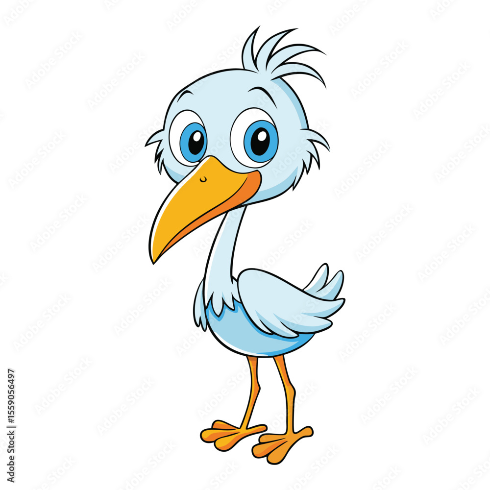 Naklejka premium Cute stork cartoon on white background