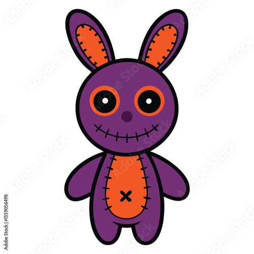 Halloween voodoo bunny doll clipart on white background