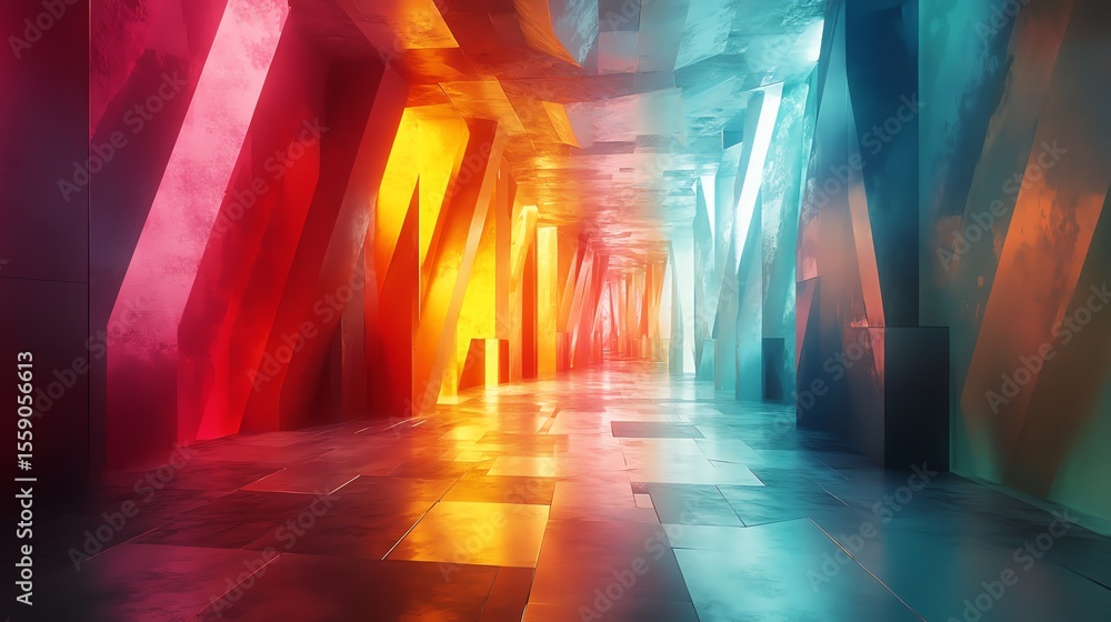 Obraz premium Abstract Interior Architecture with Dynamic Color Gradient