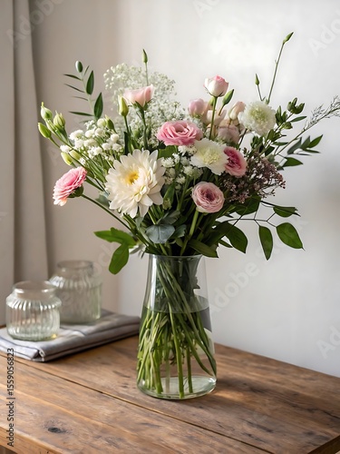 Wallpaper Mural Beautiful Pink and White Flower Bouquet in a Glass Vase Torontodigital.ca