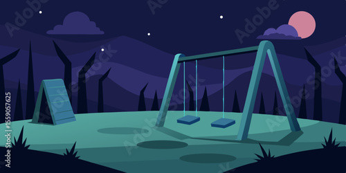 UFO by a moonlit mountain lake, casting an eerie light on the dark forest landscape