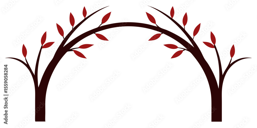 Fototapeta premium Abstract floral background with a tree branch featuring red flowers, perfect for spring nature designs