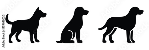 Dog silhouette flat vector illustration. Silhouette of dog. Dog vector silhouette on white background.