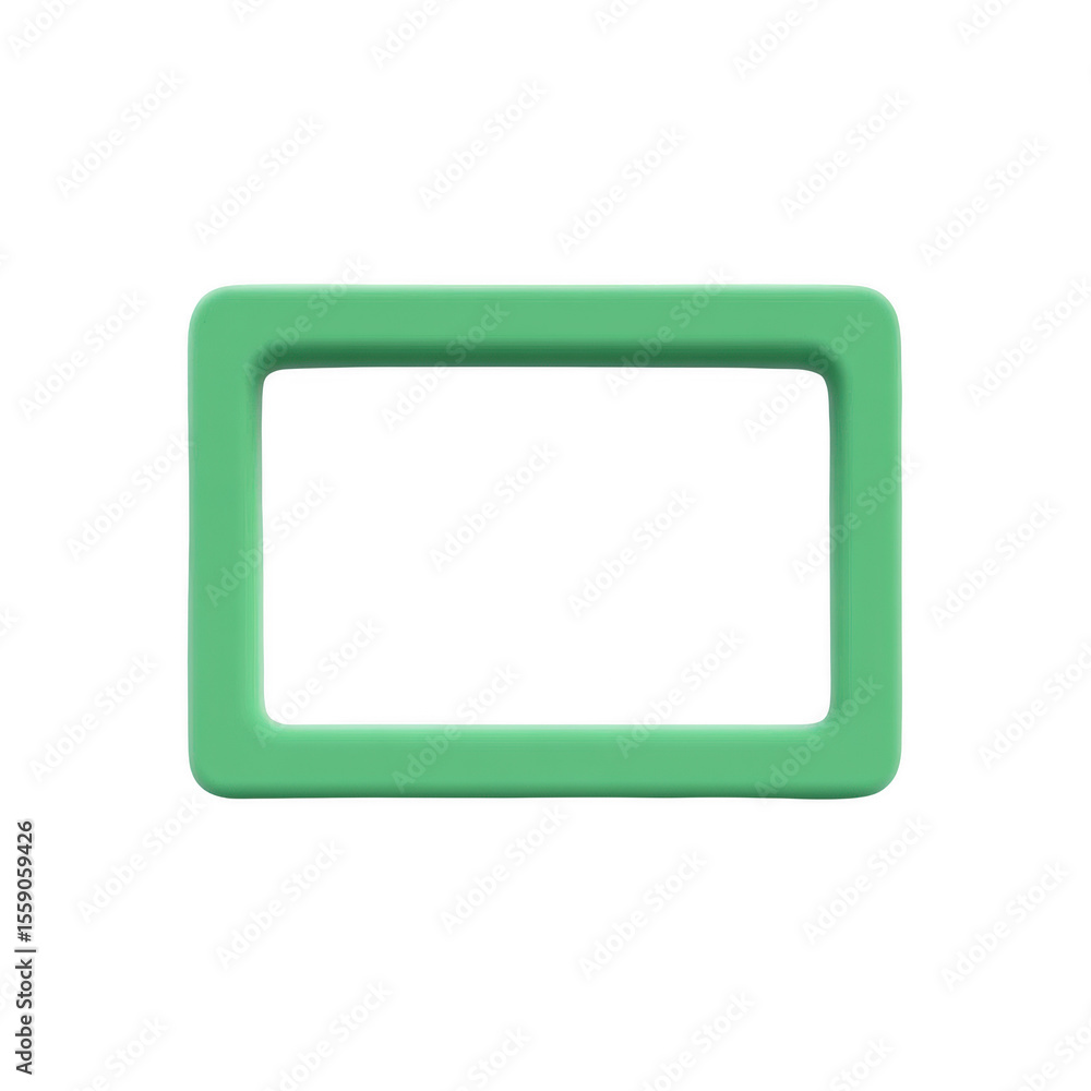 Minimalist green rectangle frame with a clean, empty center on white background. Minimalist green rectangle frame with a clean, empty center on white background.