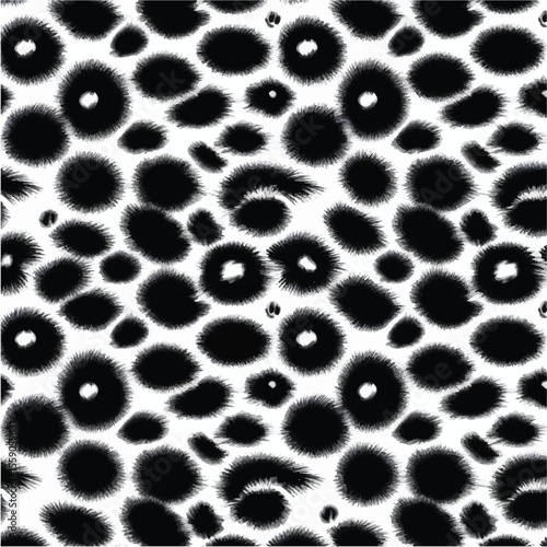 Wild leopard skin texture with black and white spotted animal fur pattern for fashion and wildlife design