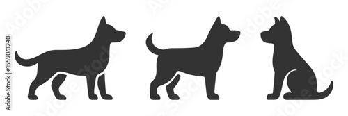 Dog silhouette set, dog silhouettes showcasing diverse breeds and movements, set of dog silhouette vector, black dog silhouette