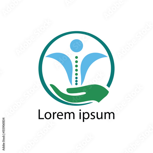 Chiropractic Care and Wellness Logo Design Featuring Hand Spine and Circular Frame