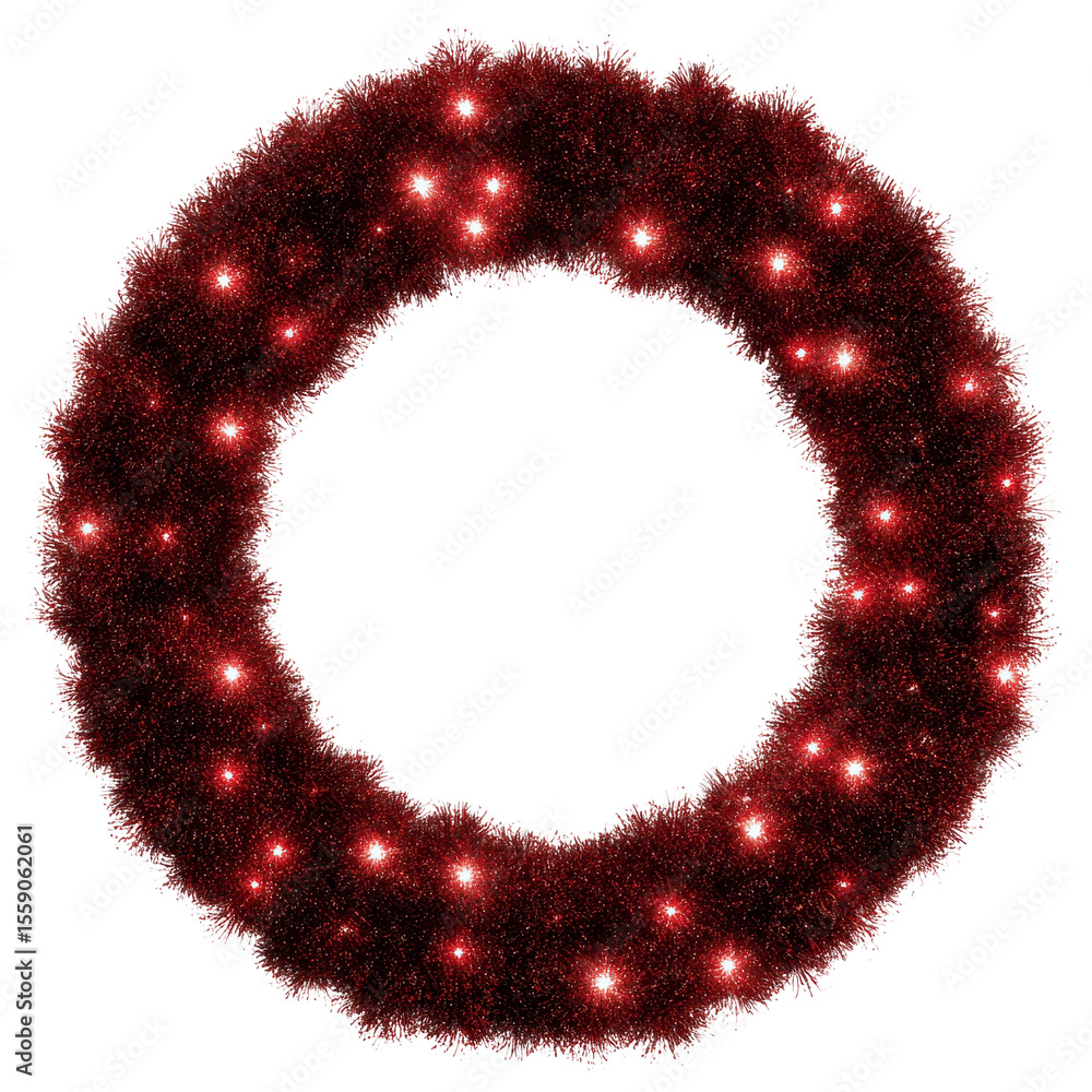 Obraz premium Illuminated Red Glitter Christmas Wreath with LED Lights