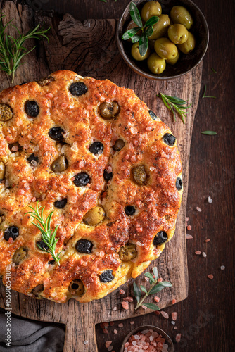 Homemade focaccia made of f...