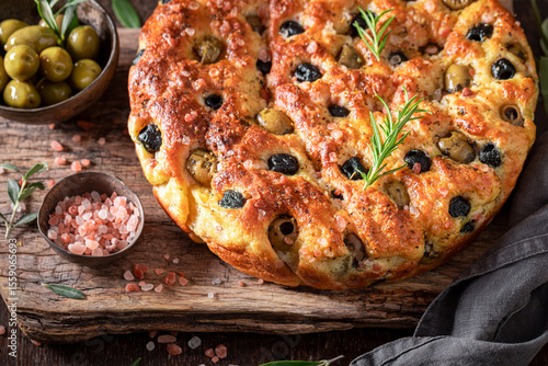 Traditional focaccia with o...