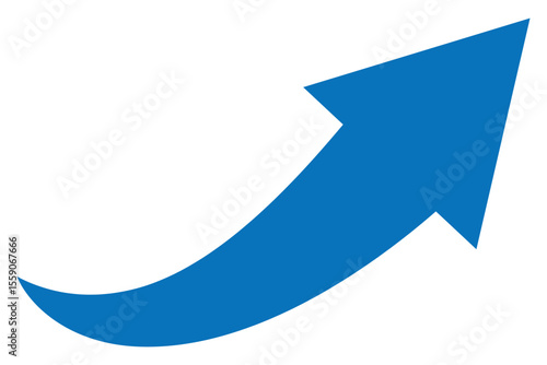 Blue curve direction arrow vector. Long blue curve arrow icon vector. Blue curve arrow icon. Long arrow icon vector illustration. EPS 10.