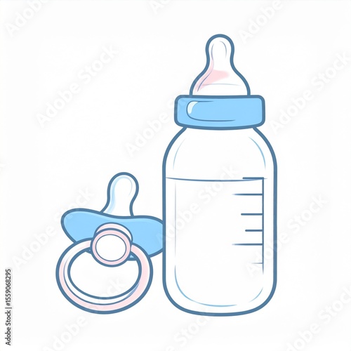 Baby Bottle and Pacifier Illustration