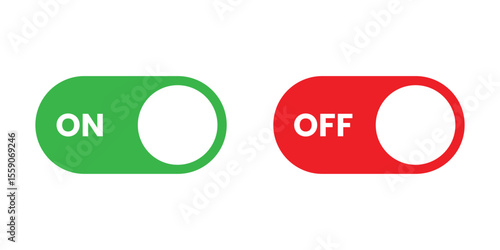 On and Off toggle switch button icons set. Setting control toggle ON OFF, switch buttons.rounded on off button or icons solid and outline effects