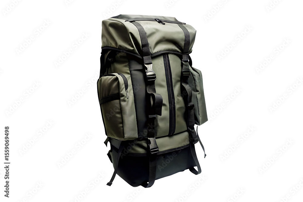 tourist khaki backpack isolated on white background PNG ,AI GENERATED tourist khaki backpack isolated on white background PNG ,AI GENERATED